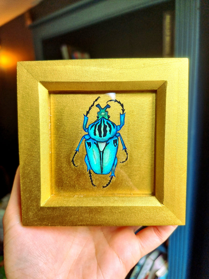 Green Goliath Beetle Mini Painting