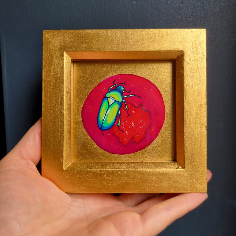 Plum Beetle Mini Painting