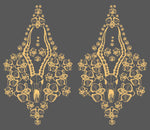 Close up of the wallpaper with impala skulls and orchids in yellow on a grey background