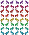 Illustrated multicoloured frogs on a white background on this patterned frog wallpaper