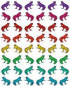 Illustrated multicoloured frogs on a white background on this patterned frog wallpaper